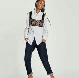 Embroidered velvet crop Top